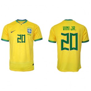 Brazil Vinicius Junior #20 Replica Home Stadium Shirt World Cup 2022 Short Sleeve